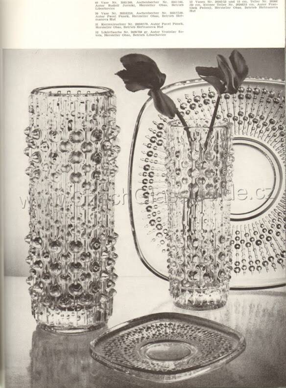 Vintage Clear Pressed Glass Vase: CandleWax Design, Czech Republic, 1972