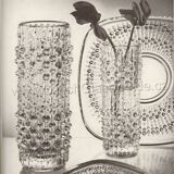 Vintage Clear Pressed Glass Vase: CandleWax Design, Czech Republic, 1972