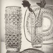 Vintage Clear Pressed Glass Vase: CandleWax Design, Czech Republic, 1972