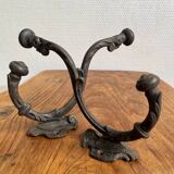 Pair of old cast iron coat hooks