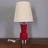 VINTAGE 1970S RED CERAMIC TABLE LAMP, ITALIAN DESIGN