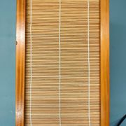 Tarogo Shoji living room lamp in wood and bamboo reeds Japan 80s
