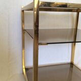 End table in metal gold chrome to three trays of smoked glass years 70/80