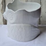 Owl pot cover, white ceramic owl