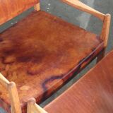 Pair of vintage Per-Olof Scotte "Premier 69" oak armchairs in cognac leather