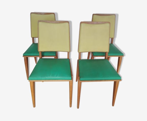 Suite of 4 vintage chairs compass feet