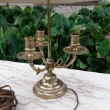 3-branched lampshade lamp sheet gilded bronze pietement