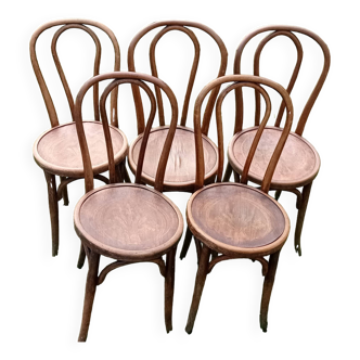 Lot de 5 anciennes chaises estampillées GLARIS