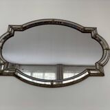 Large antique mirror in beveled glass and mosaic
