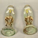 Pair of glass vases with iris enamelled decor