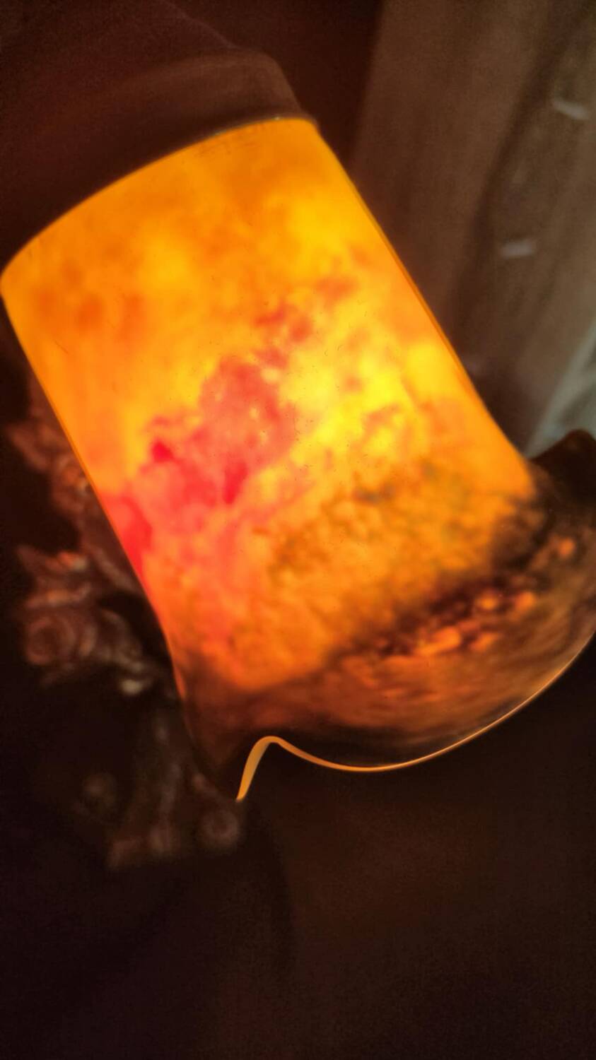 Unsigned wrought iron and tulip lamp (city light)