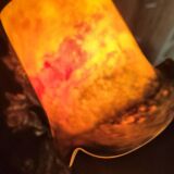 Unsigned wrought iron and tulip lamp (city light)