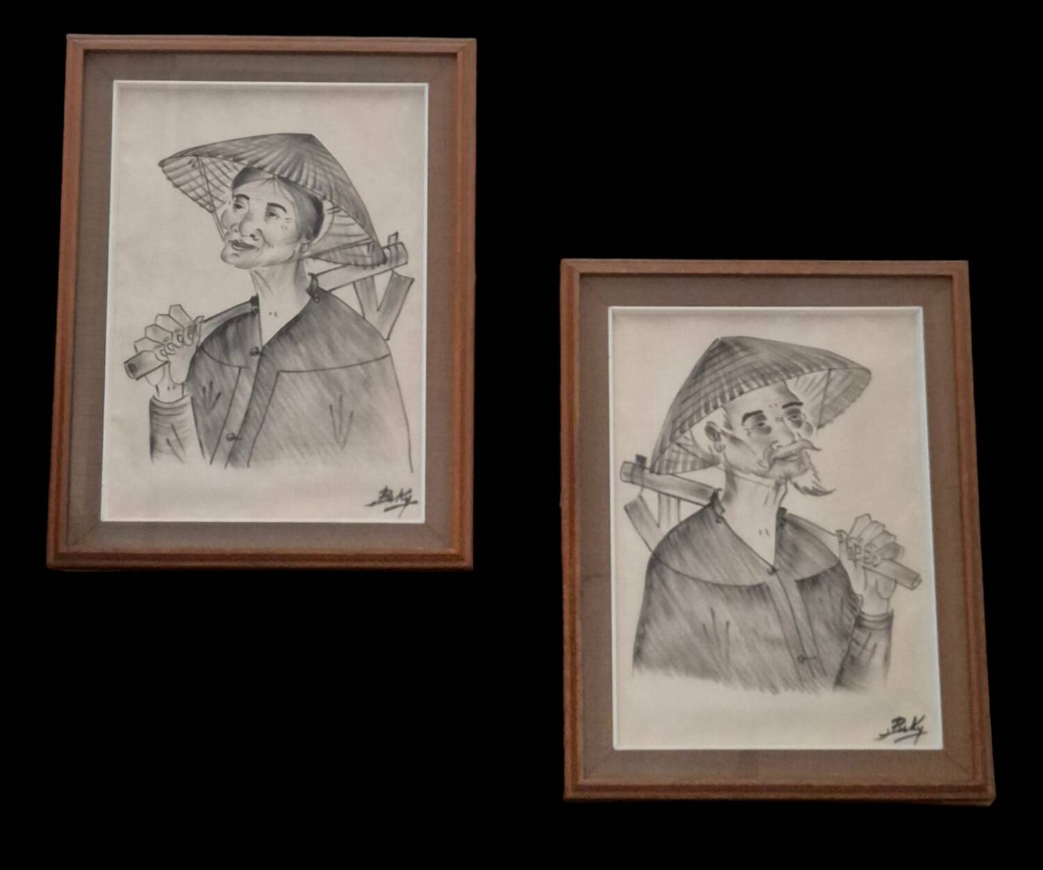 Ink portraits on silk, 1950
