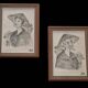 Ink portraits on silk, 1950
