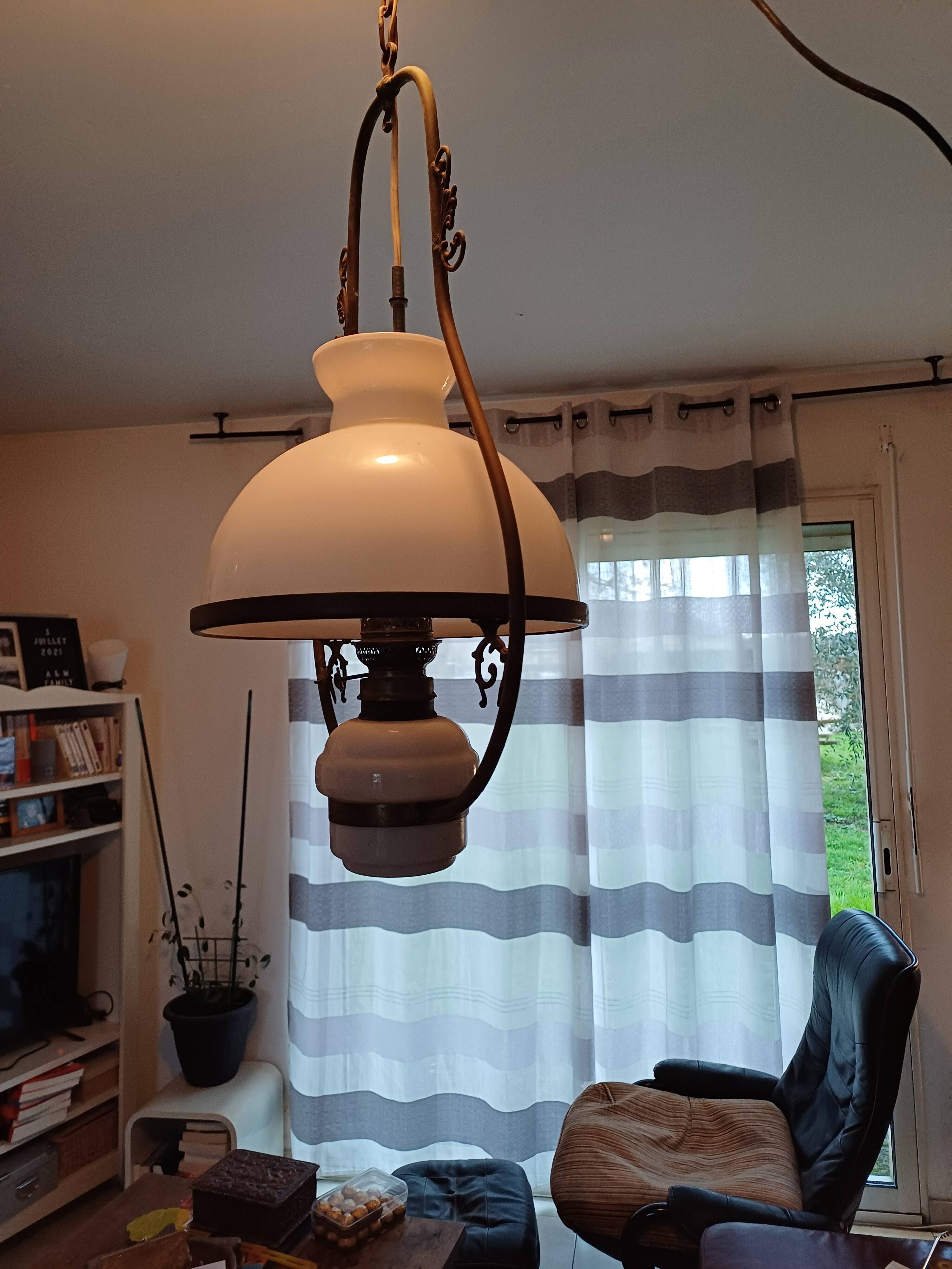 19th century white opaline pendant light