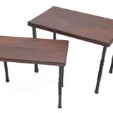 Pair of solid oak trundle tables