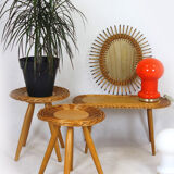 Mid-century rattan stools attributed to Jan Kalous for úluv, Czechoslovakia, 1960s, set of 3