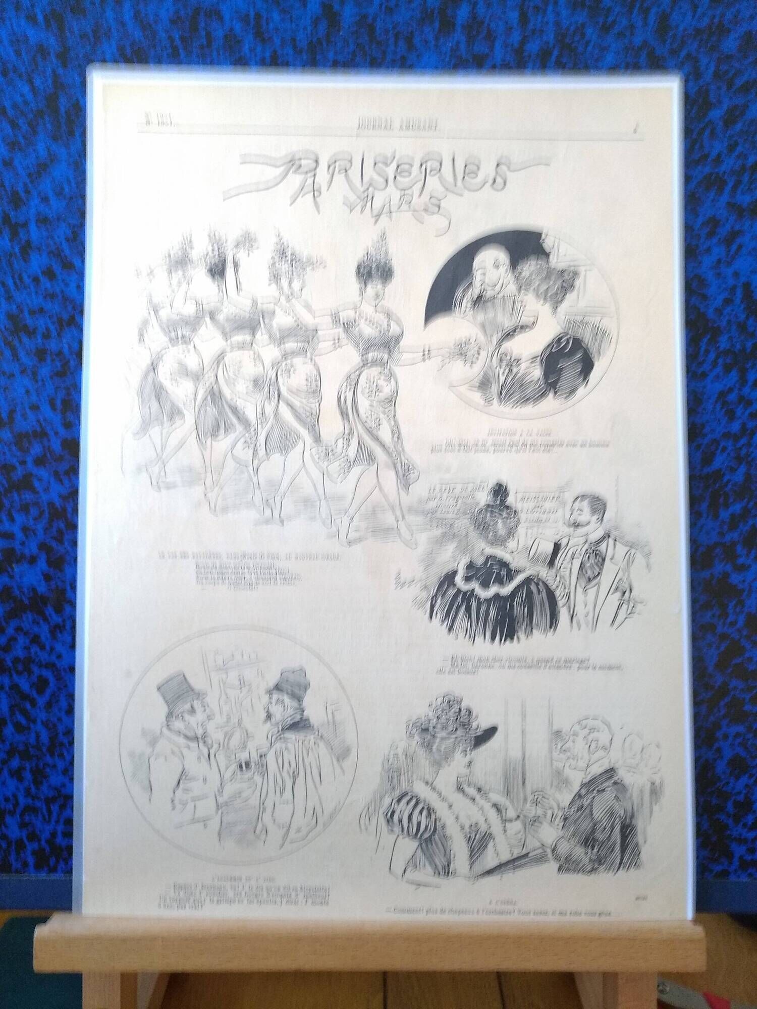 An illustration drawing sketch from period magazine Le Journal Amusant illustrator Mars