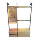 Library, vintage glass and gold aluminium display case, 1980s.