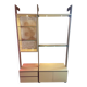 Bibliothèque, vitrine vintage en verre et aluminium doré, années 1980