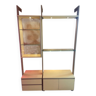 Large vintage display cabinet in glass and gold aluminium – year
