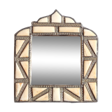 Moroccan brass mirror with bone inlays, 70s