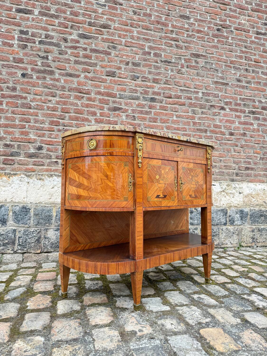 Console, Serving In Marquetry Louis XVI Style XIX Eme Century
