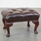 Dark brown cowhide leather Chesterfield ottoman