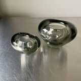Set of 2 heart shaped Holmegaard crystal vases by Per Lutken
