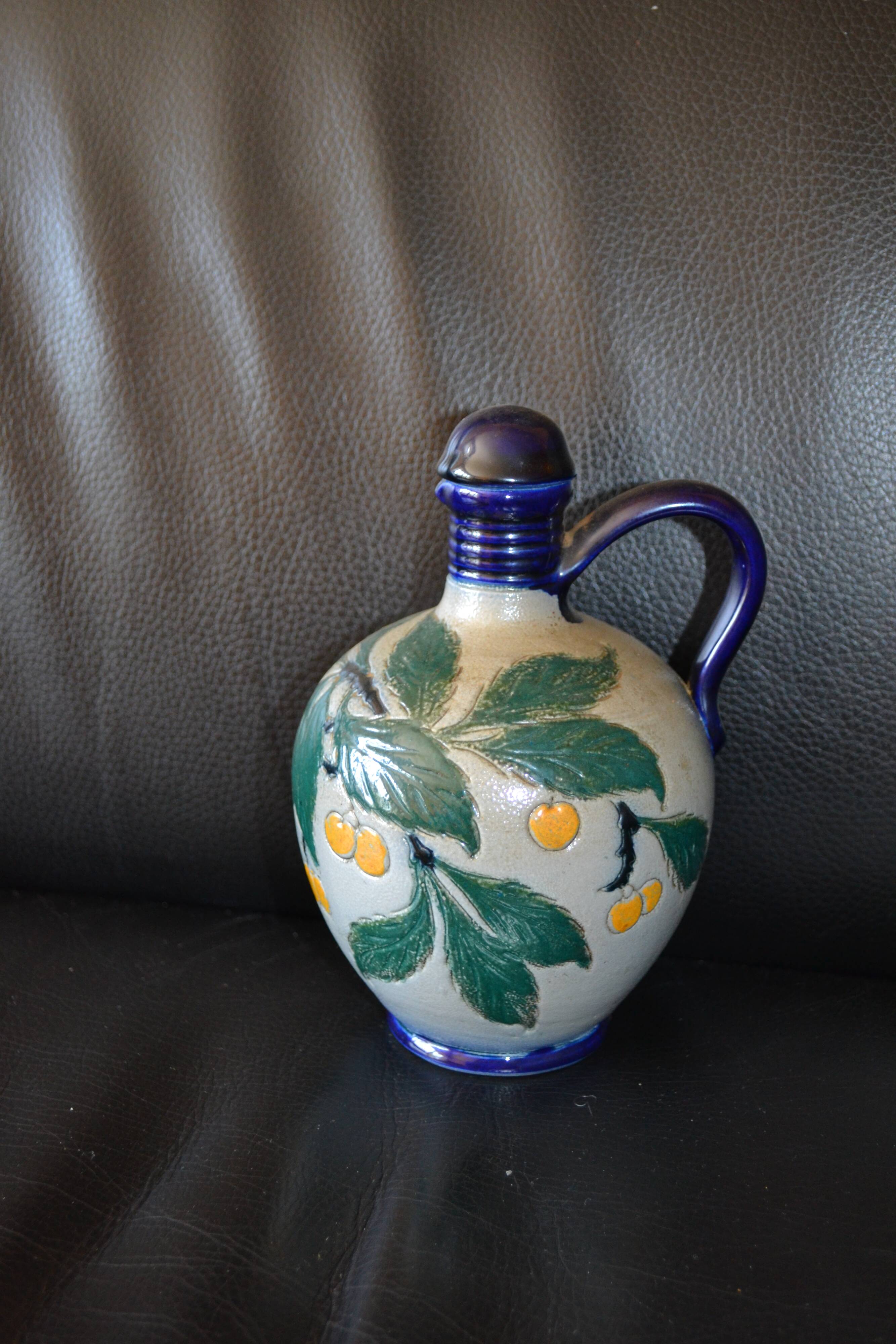 Stoneware olive oil pitcher