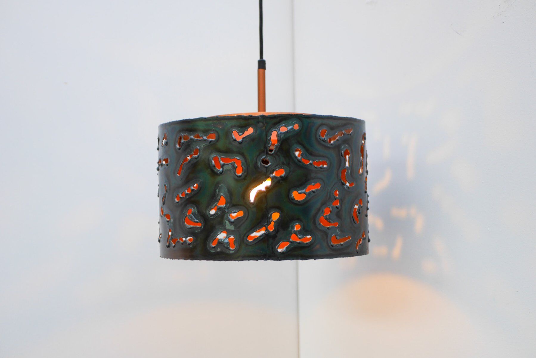 Brutalist copper pendant lamp from Boréns, 1970s