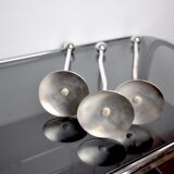 Trio of silver metal candle holders by Mesa, Italy, 1980