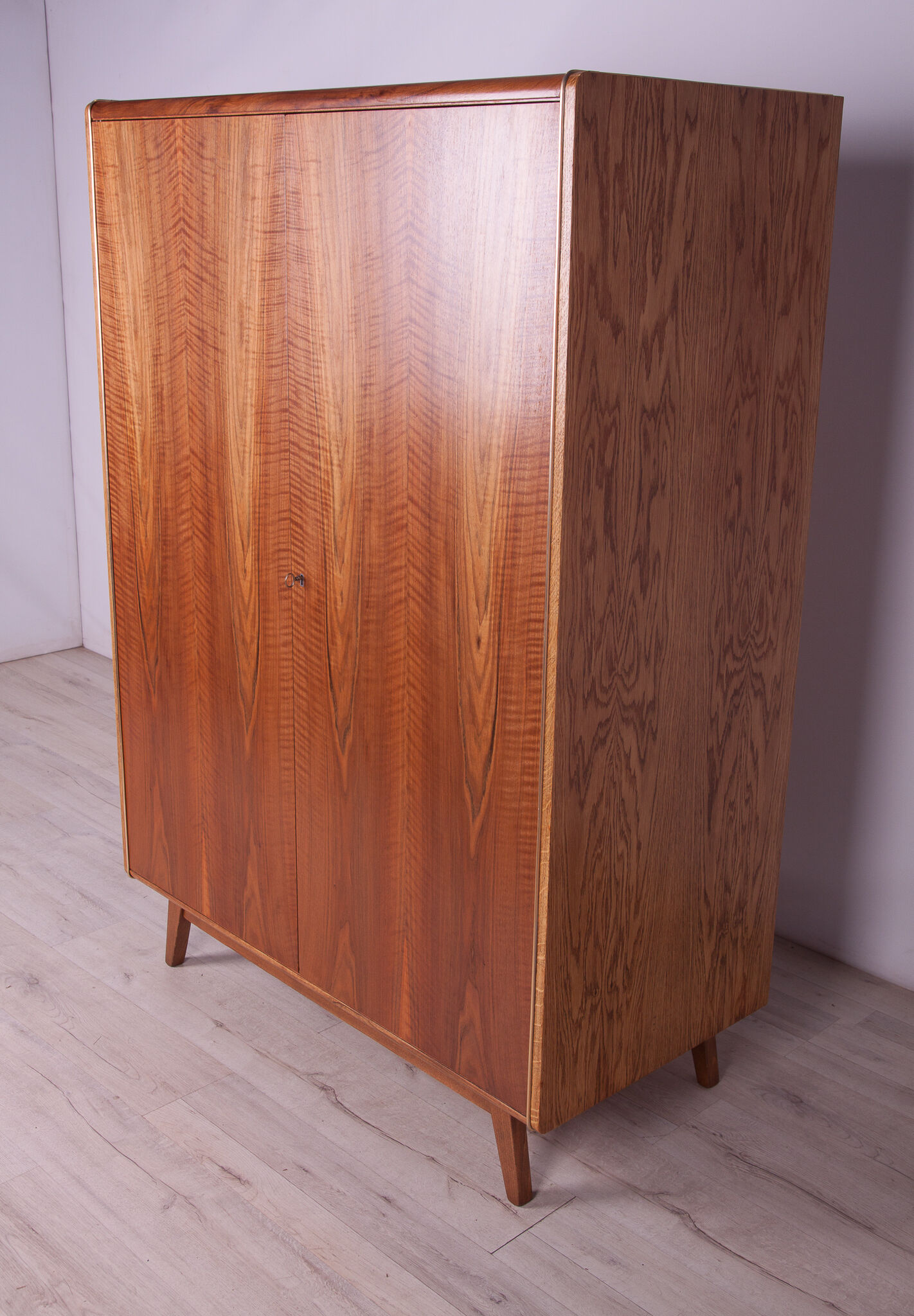 Ash & Walnut Wardrobe by Bohumil Landsman for Jitona, 1960s