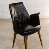 Armchairs / chairs in black skaï "emelinne"