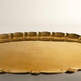 Hollywood Regency Large Oval Brass Tray by Firma Lars Holmström, Sweden 1940's