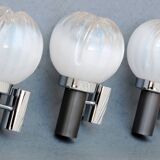 Three vintage wall lamps mazzega opalescent murano italy, year 70