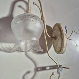 Luminaire applique vintage metal effet vieilli globe en verre avec dessins fleurs