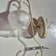 Luminaire applique vintage metal effet vieilli globe en verre avec dessins fleurs