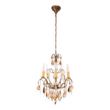 Lustre suédois 5 bras en laiton patiné moitié 20ème