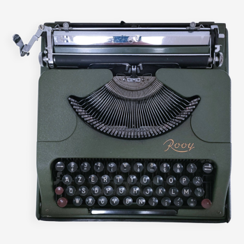 Rooy portable typewriter 1950s khaki metal