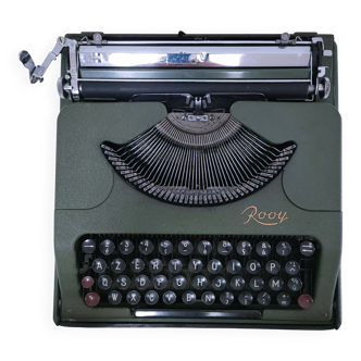 Rooy portable typewriter 1950s khaki metal