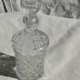 Small cylindrical glass whiskey decanter H:23