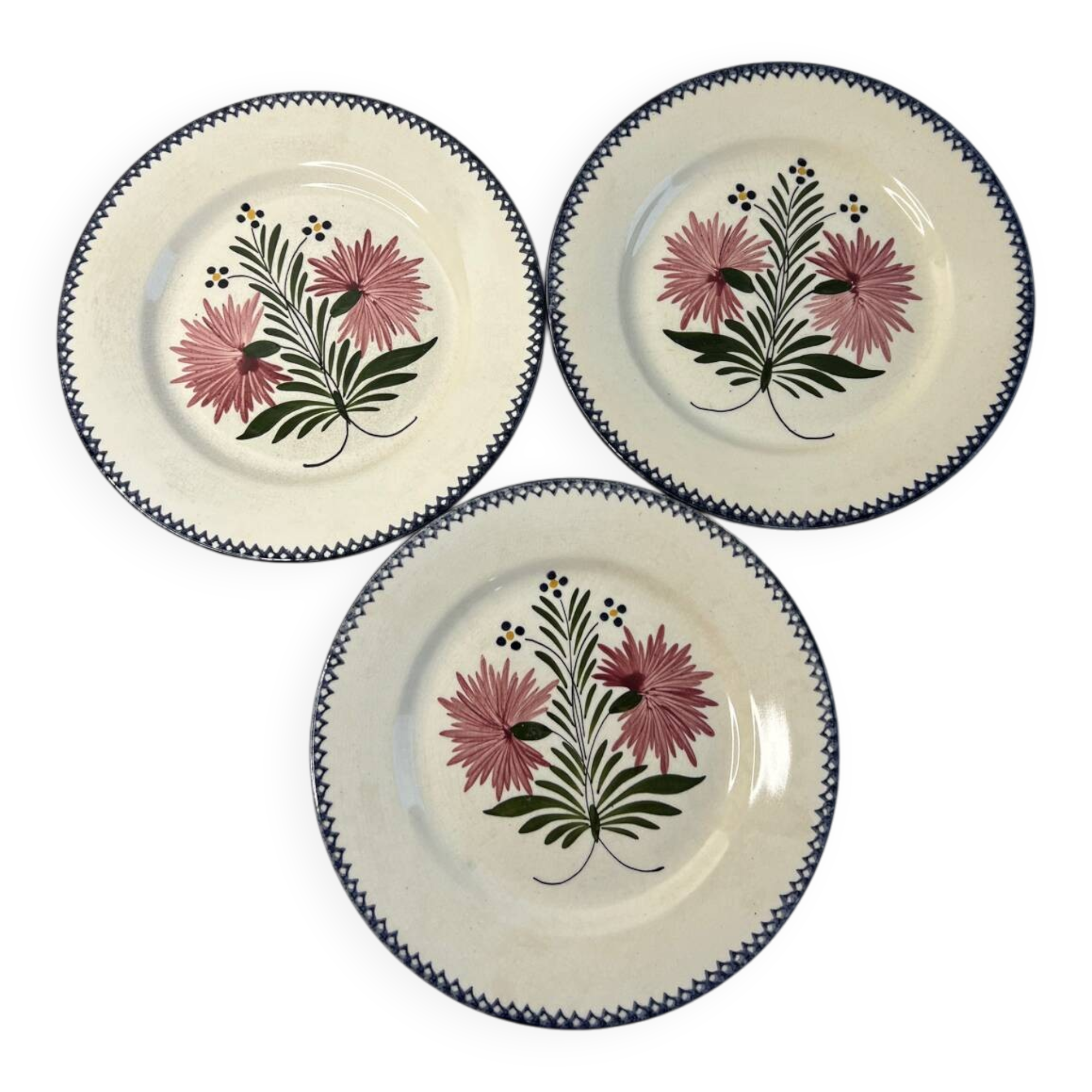 Set of three Charolles dinner plates