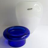Murano glass vase Carlo Nason Mazzega handle higher cobalt