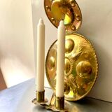 Grand bougeoir mural en laiton antique hauteur 35 cm