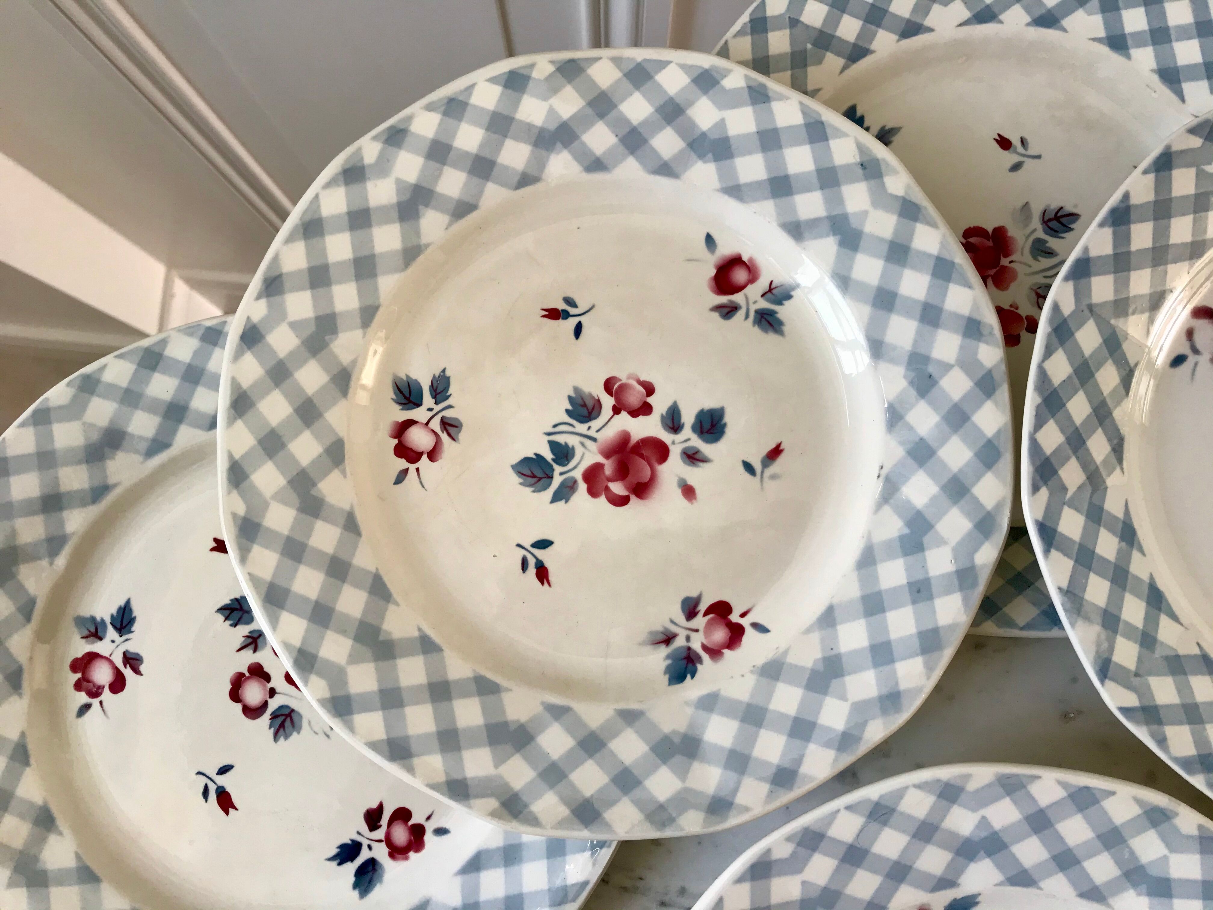 Set of 8 flat plates Digoin Sarreguemines 30s 40s
