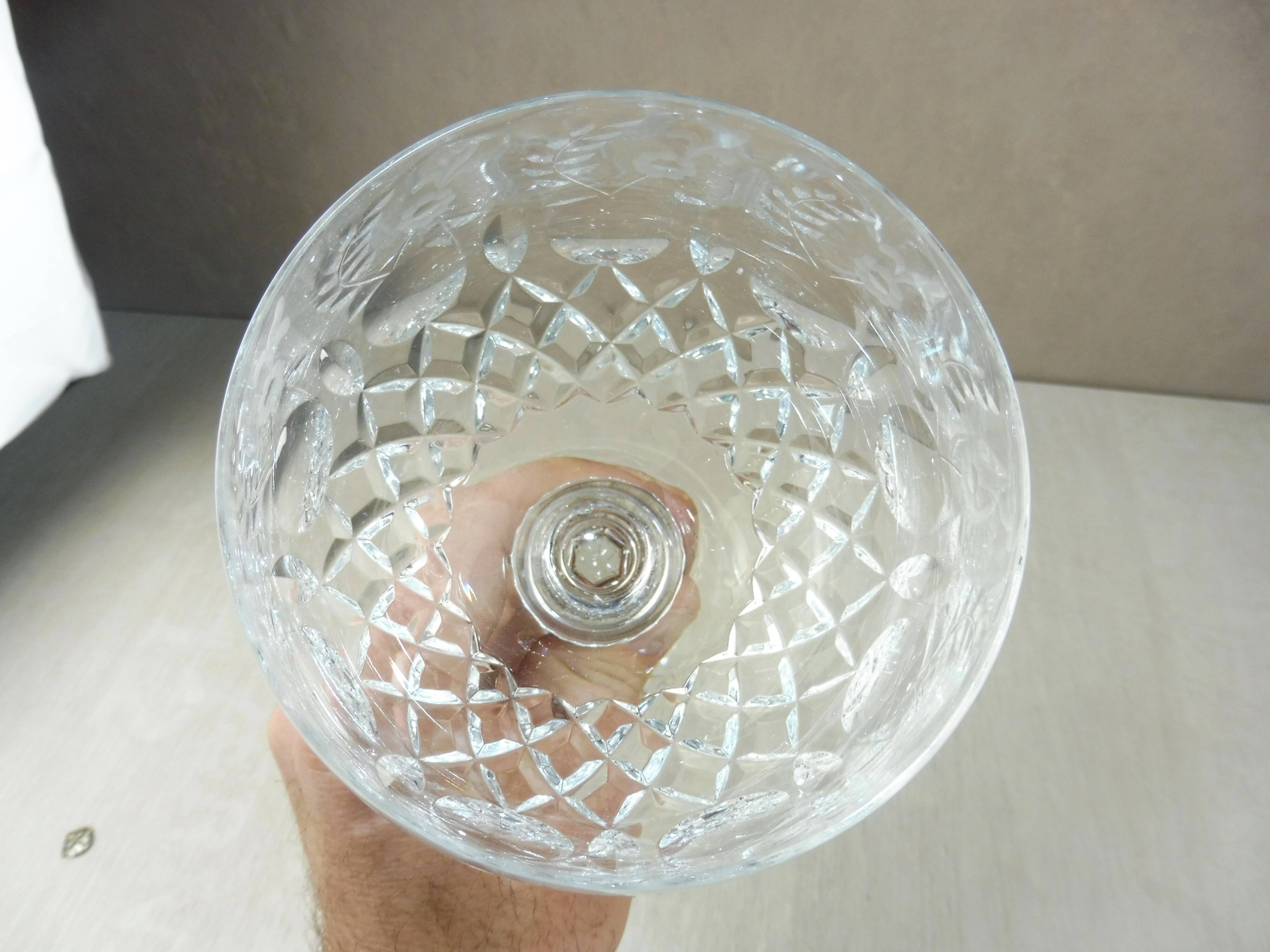 Former cut, engraved crystal wine glass, Rogaska Gallia, Slovenia