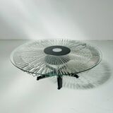 Italian rotating glass and metal coffee table designed for Prada, 1990s.