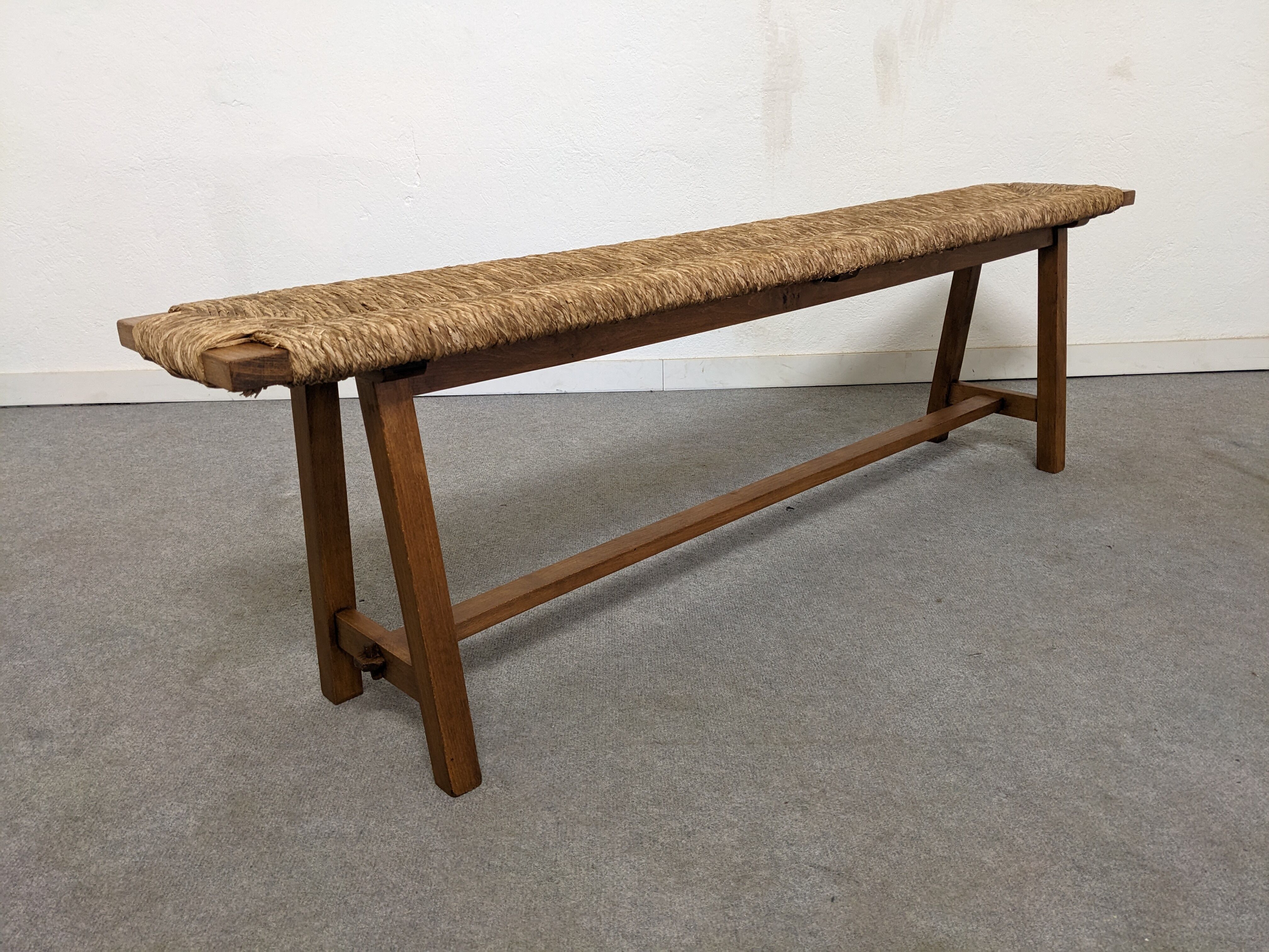 Wooden bench and marsh straw 50s/60s