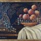 Still life with fruits 19th century signed wooden frame with gold leaf